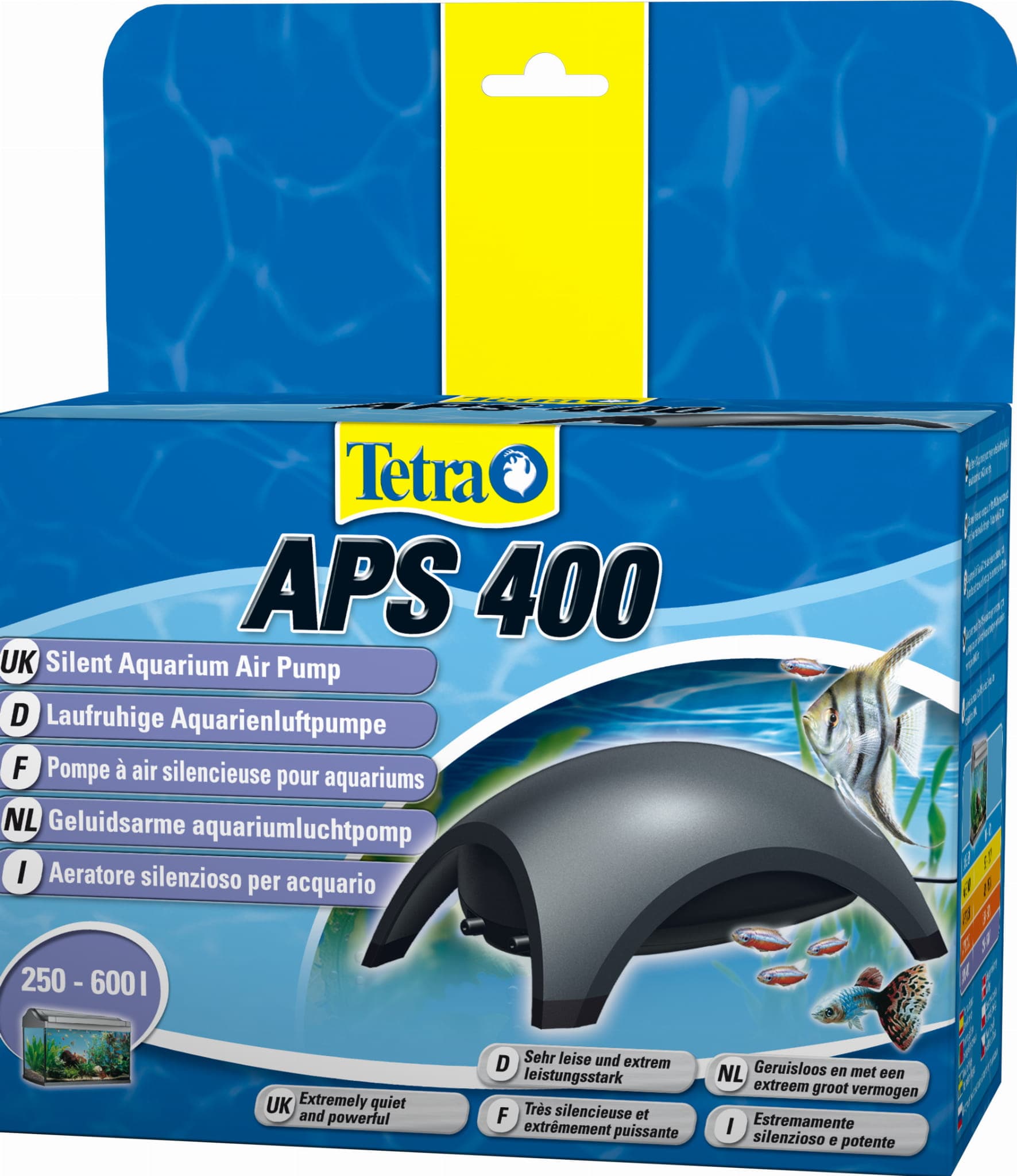 TETRA Aquarium Air Pumps APS 400 – schwarze Luftpumpe für Aquarien 250–600 l, zwei Ausgänge