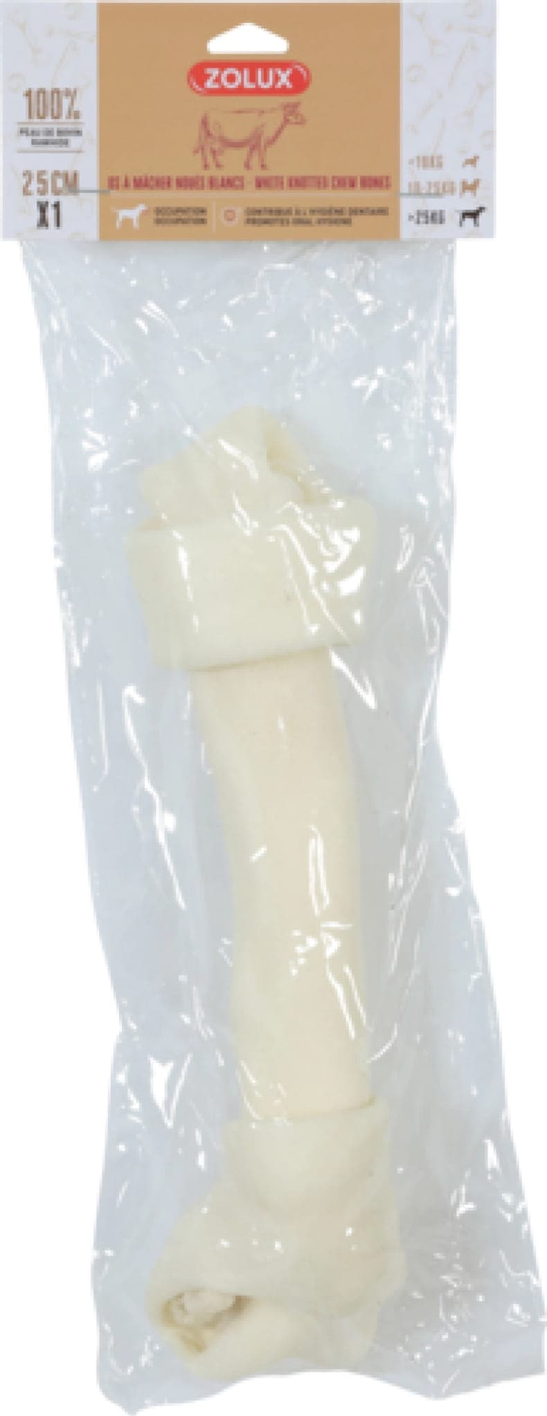 ZOLUX Hundeleckerli Kauknochen geknotet weiß 25 cm