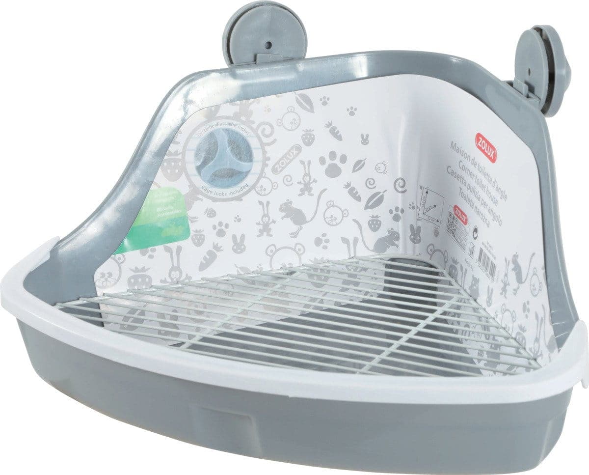 ZOLUX Ecktoilette für Nagetiere, klein, 320 x 230 x 145 mm, Farbe Grau