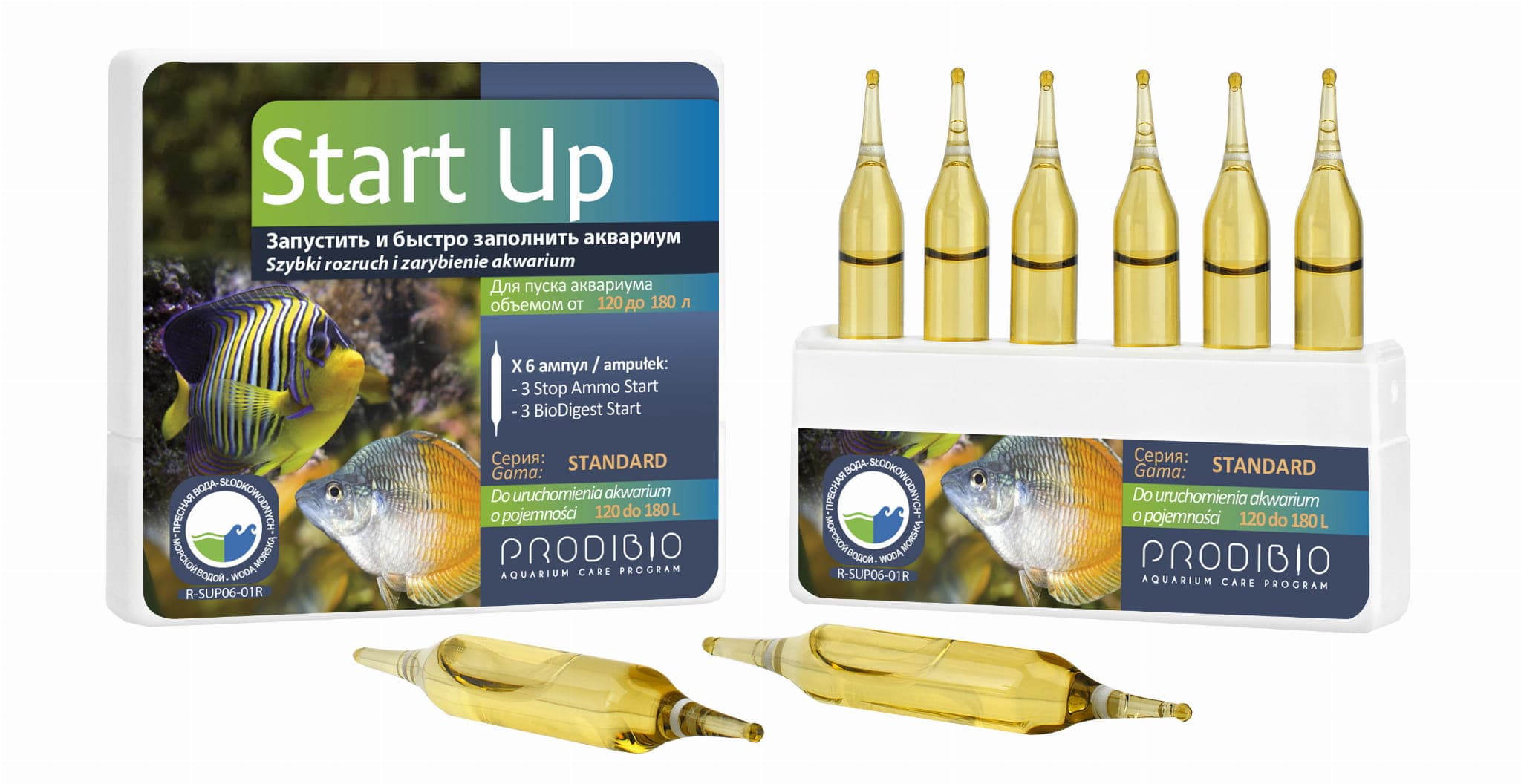 Prodibio Start Up – 6 Ampullen – Aktivierung der biologischen Filterung in Süß- und Meerwasseraquarien