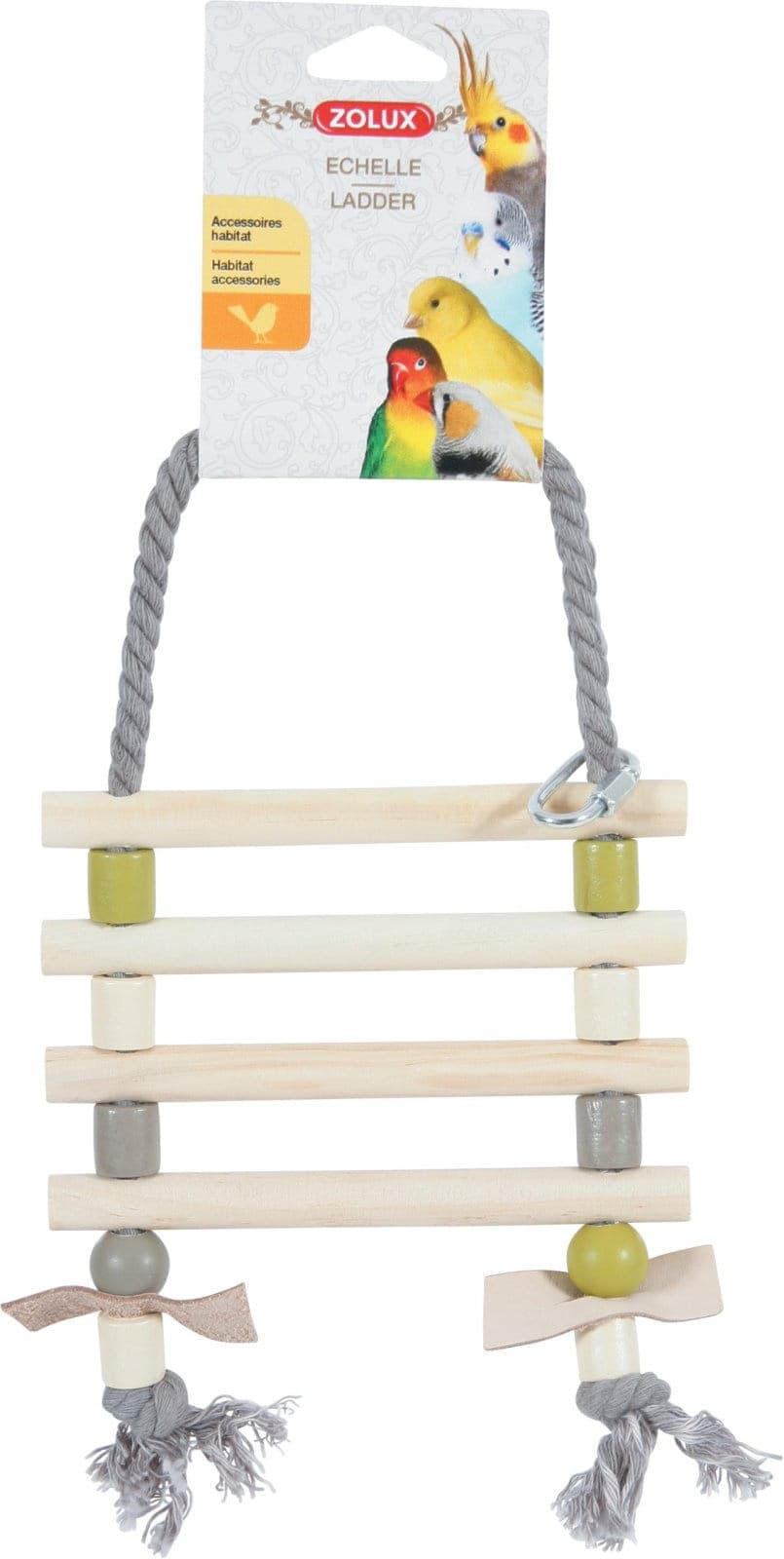 ZOLUX Vogelleiter an einem Seil mit Holzsprossen, Farbmix