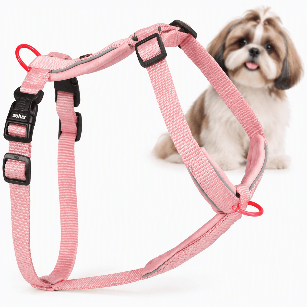 ZOLUX Premium-Nylon-Hundegeschirr, Größe S, 38–56 cm, 15 mm, rosa
