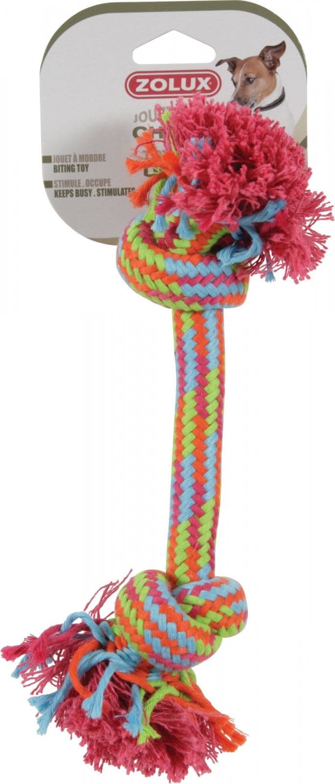 ZOLUX Hundespielzeug aus Seil mit 2 Knoten bunt 30 cm
