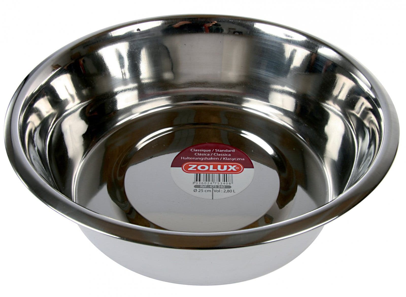 ZOLUX Edelstahlnapf für Hunde INOX 21 cm 1,8 L