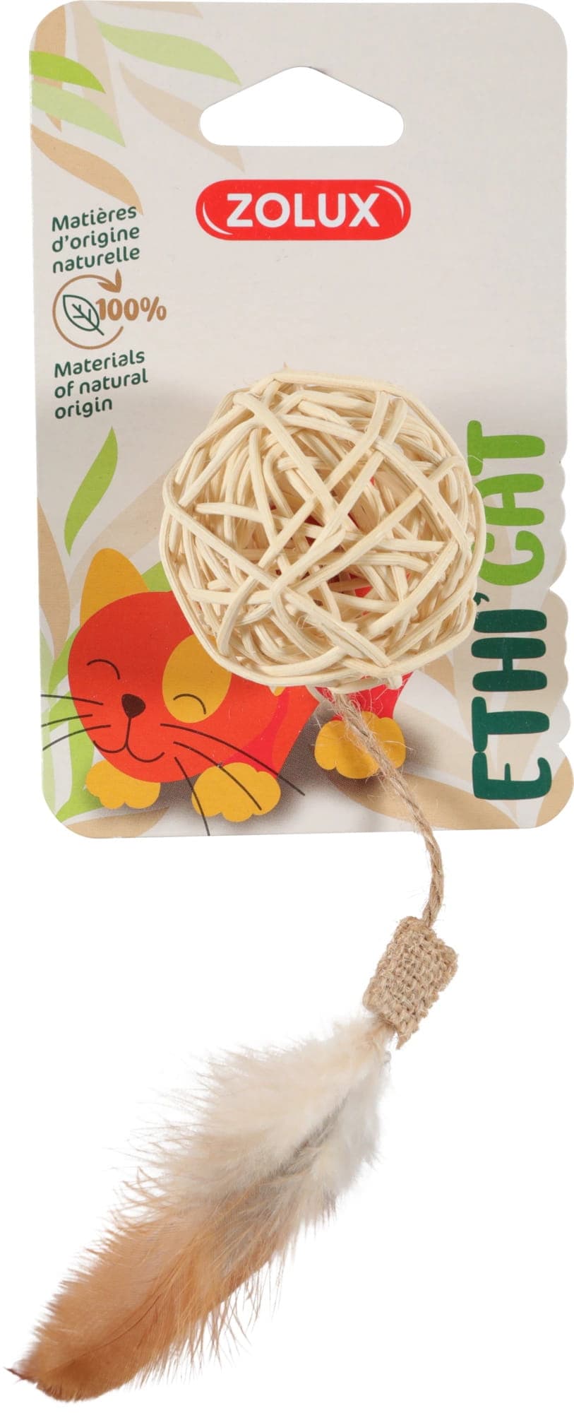 ZOLUX Katzenspielzeug Rattanball mit Federn ETHICAT 23,5 cm