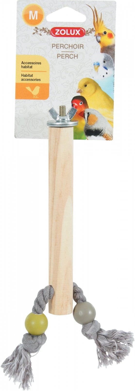 ZOLUX Holzsitzstange für Vögel mit Seil Größe M