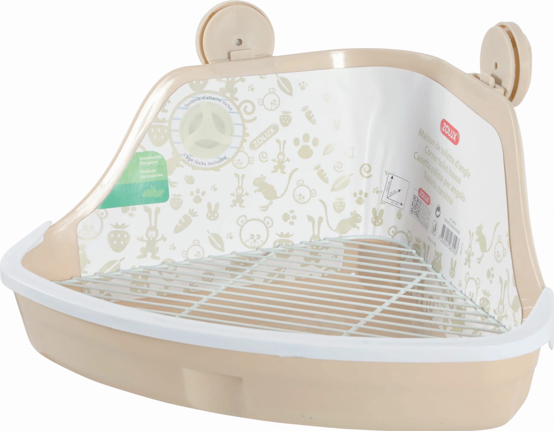 ZOLUX Ecktoilette für Nagetiere, klein, 320 x 230 x 145 mm, Farbe Beige