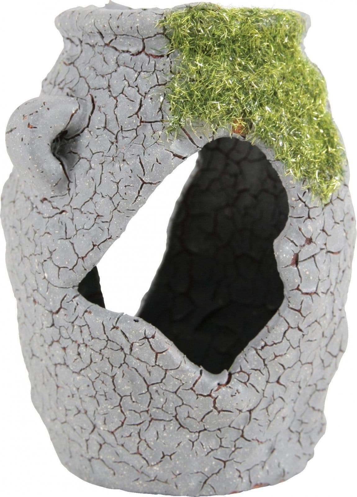 Zolux Aquarium-Dekoration Keramikvase mit Moos ETNA S 7,3 x 8,5 x 9,8 cm