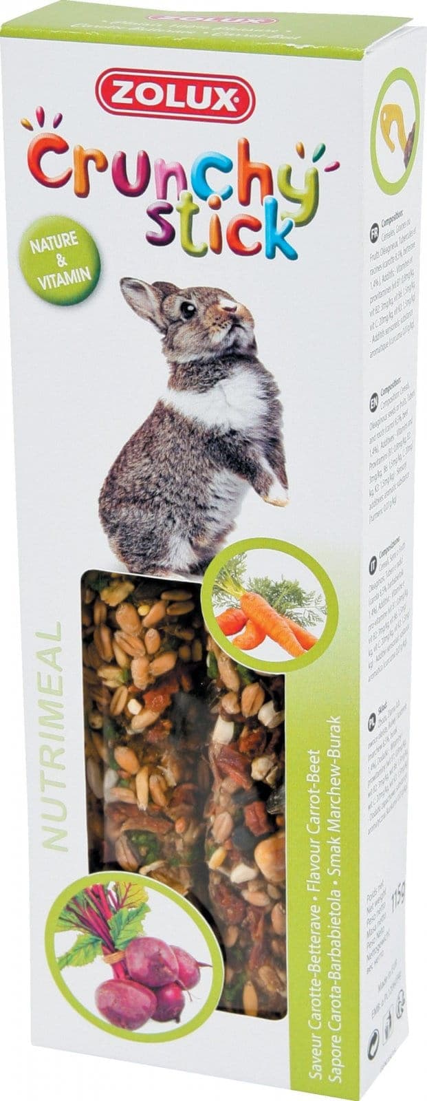 ZOLUX Crunchy Stick Kolben für Kaninchen – Karotte/Rote Bete 115 g