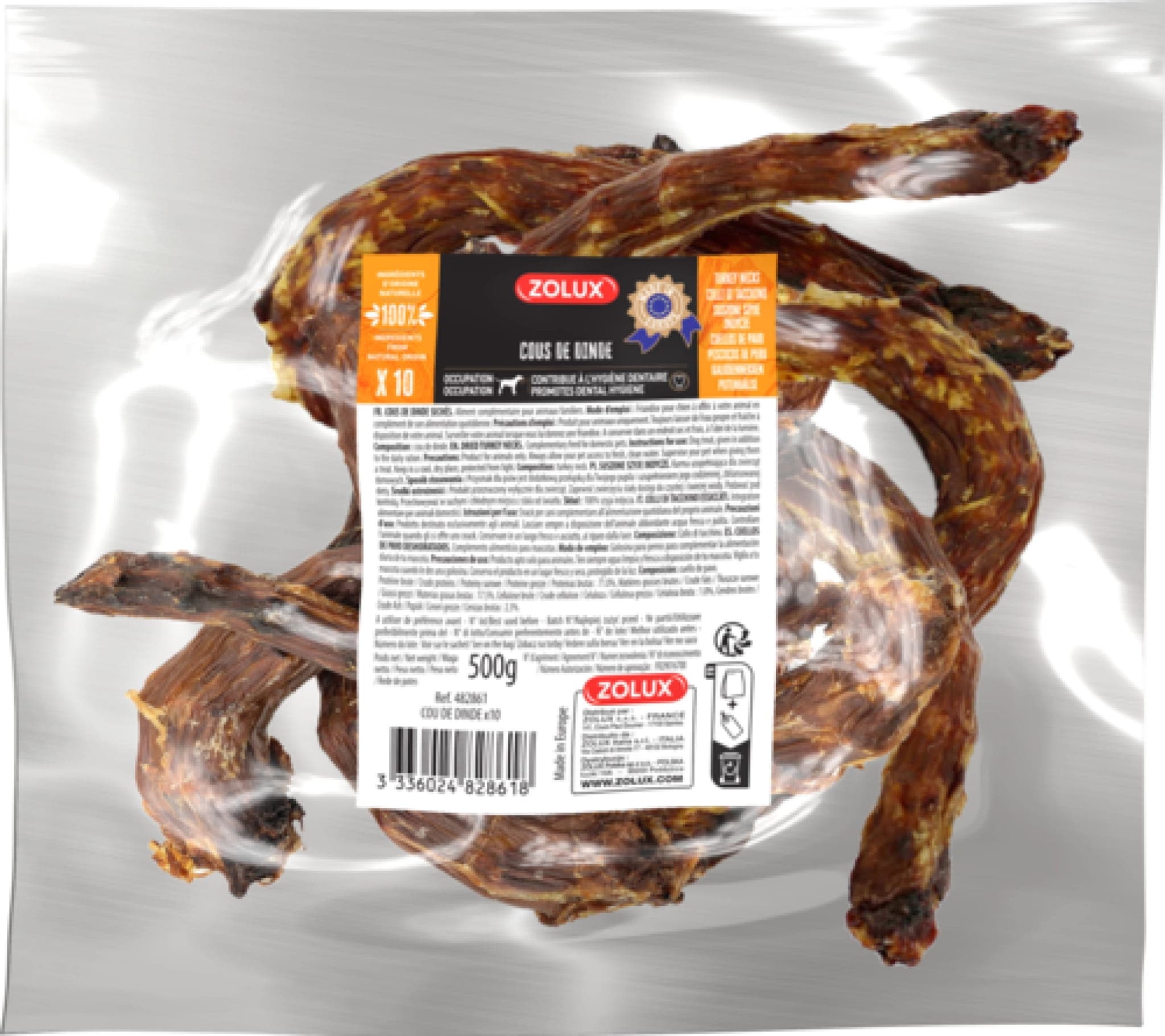 ZOLUX Natürliches Hundeleckerli Putenhals 10 Stk., 500 g