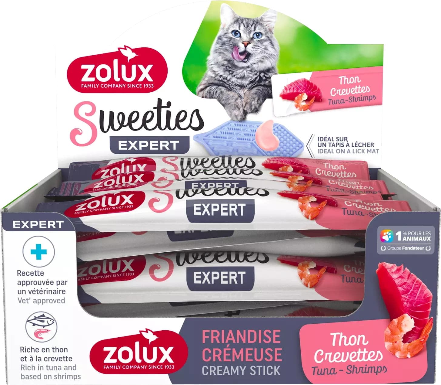 ZOLUX cremiger Katzensnack mit Thunfisch und Garnelen SWEETIES 14g