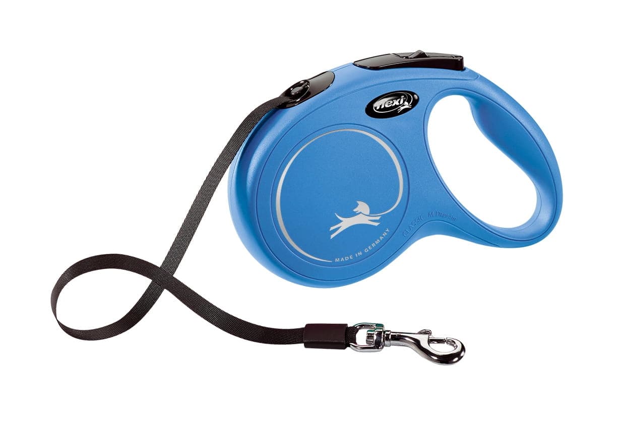 FLEXI New Classic – Automatische Hundeleine M Gurt 5 m – Farbe: Blau