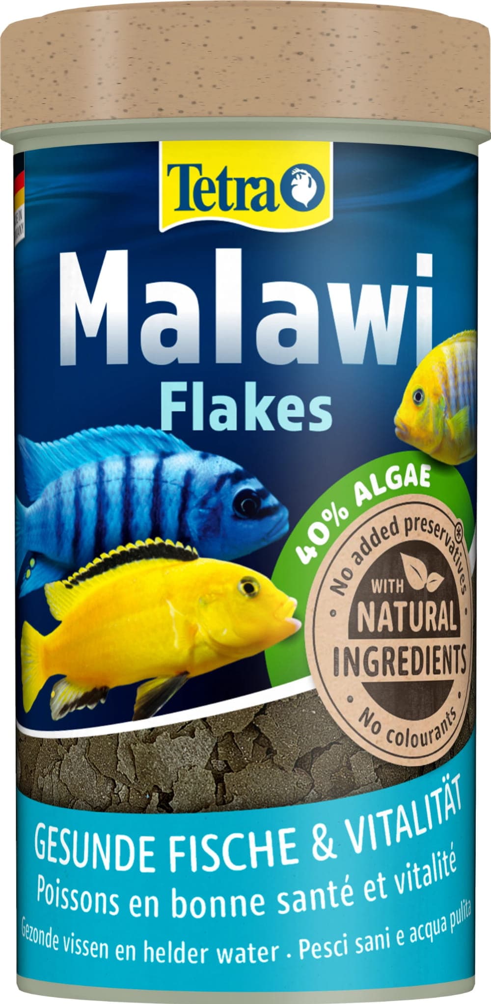 TETRA Malawi Flakes 250 ml, Flockenfutter mit Algen für algenfressende Fische.