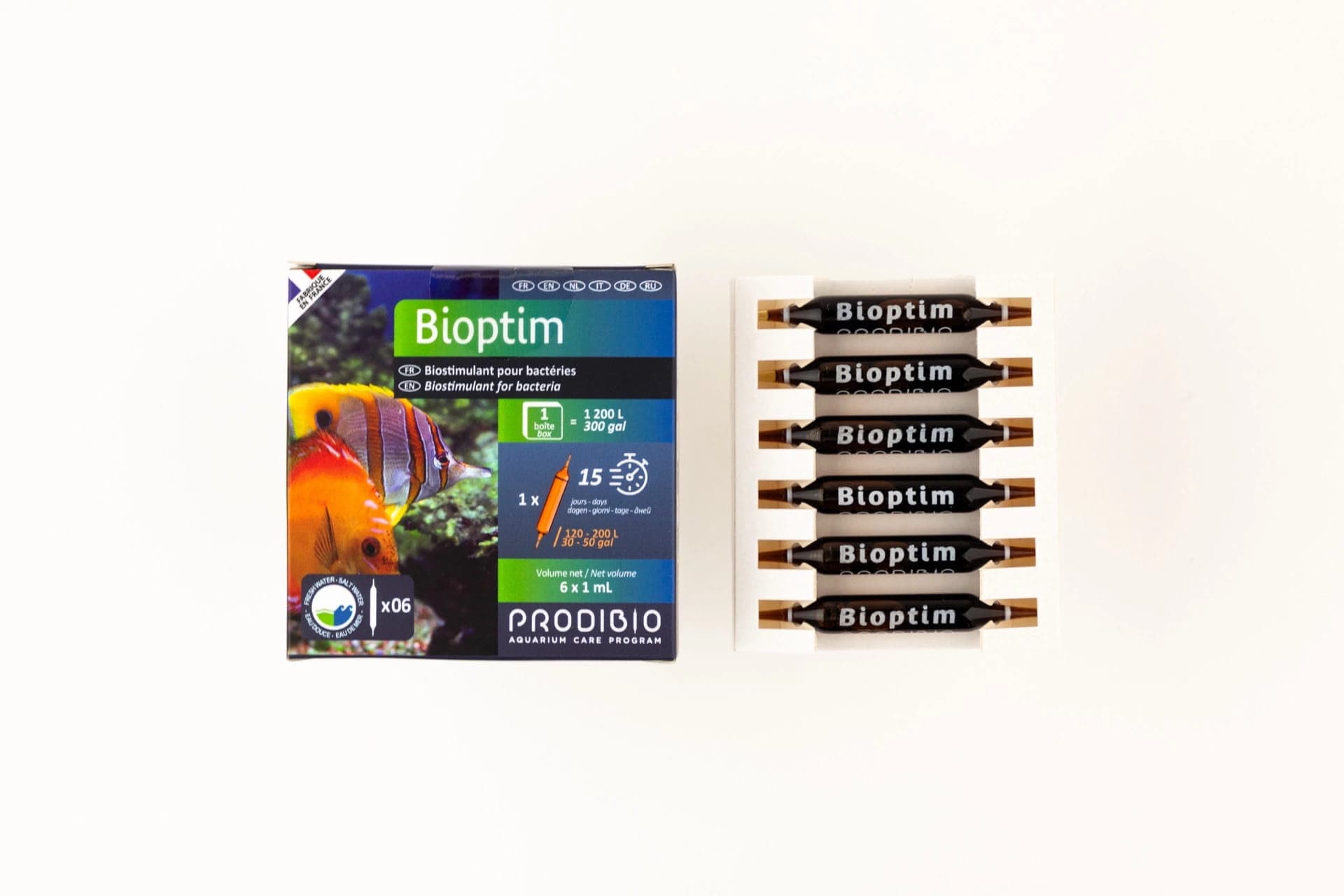 Prodibio Bioptim Fresh and Salt – 6 Ampullen – Mikroelemente für die Bakterien in BioDigest für Meerwasseraquarien