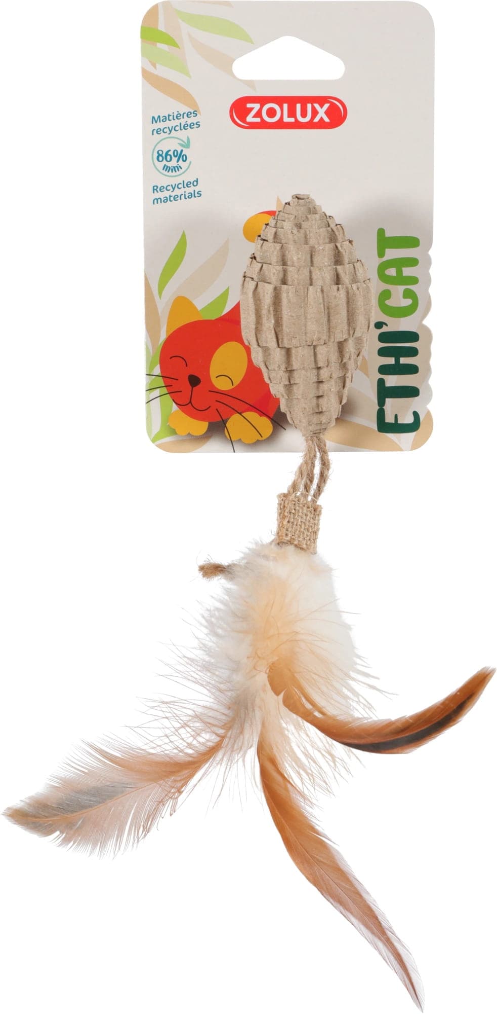 ZOLUX Katzenspielzeug Pappball mit Federn ETHICAT 21 cm