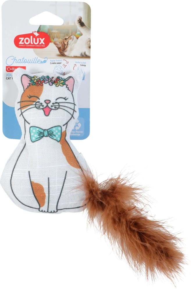 ZOLUX CHATOUILLE Katzenspielzeug, Katze mit Feder und Katzenminze, 13 cm