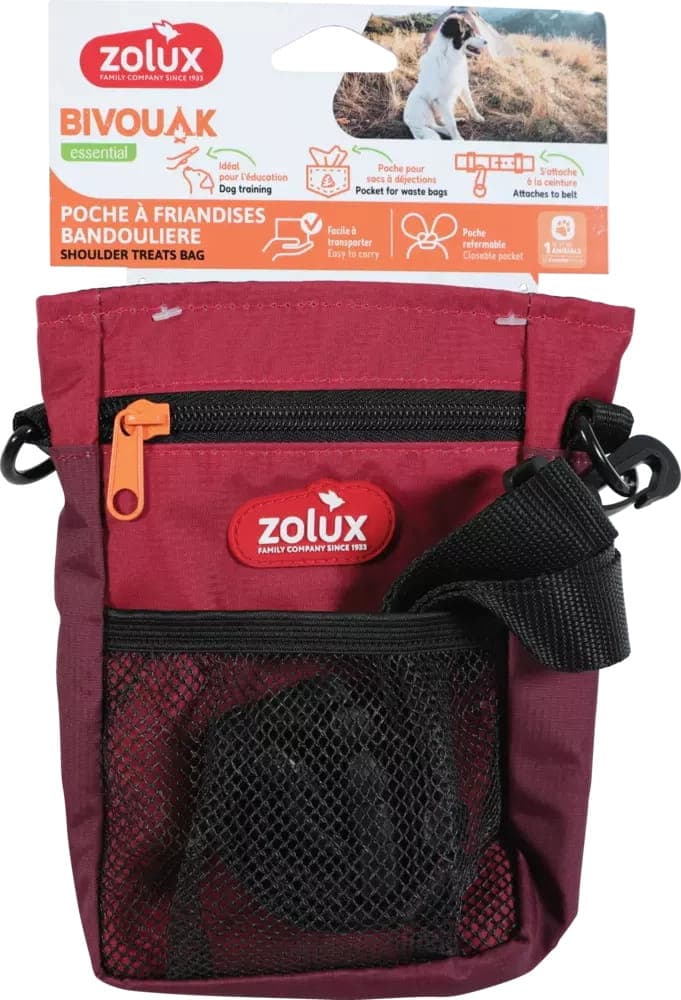 ZOLUX Leckerlitasche für Hunde am Gürtel BIVOUAK – Rot