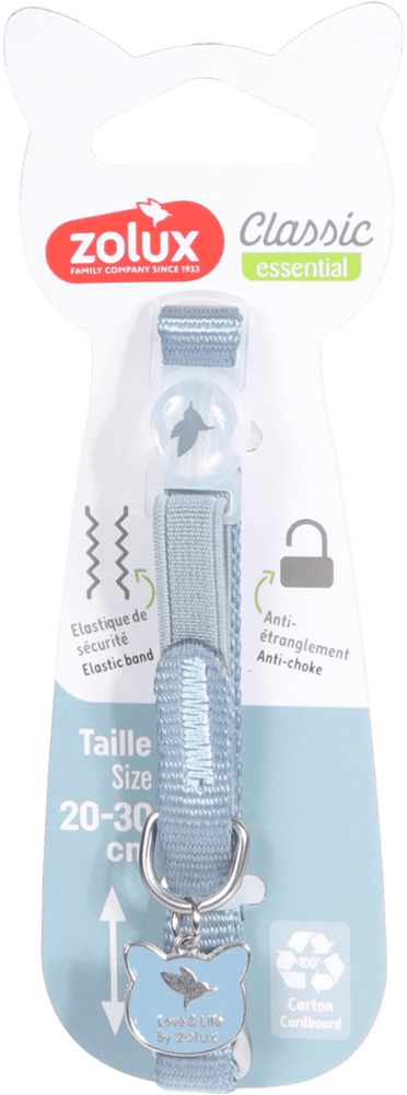 ZOLUX CLASSIC Katzenhalsband mit Anhänger, 20–30 cm, blau