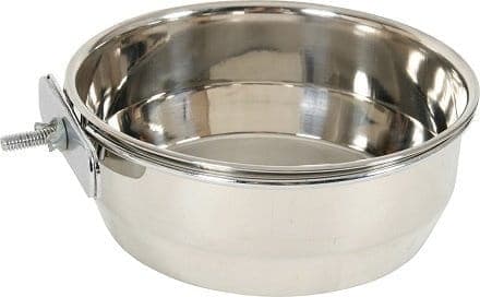 ZOLUX Edelstahlschüssel für Vögel und Nagetiere zur Befestigung im Käfig – 15 cm / 0,84 l