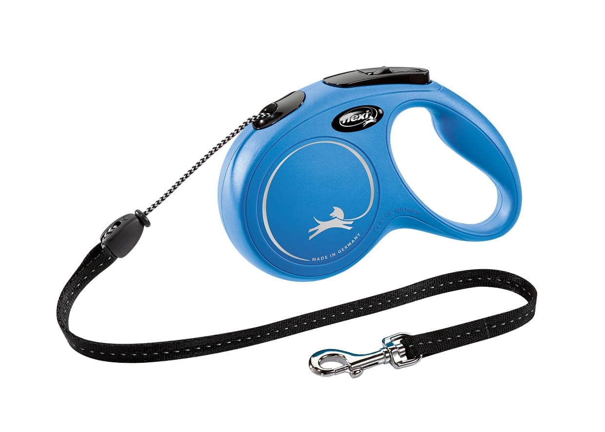 FLEXI Automatikleine für Hunde NEW CLASSIC – Seil M, 5 m, Farbe: Blau