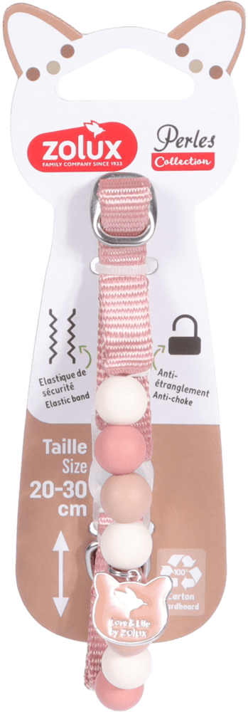 ZOLUX PERLES Katzenhalsband mit Anhänger, 20–30 cm, rosa