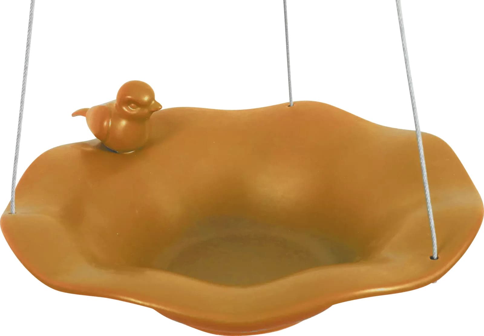 Zolux Keramik-Tränke/Badebecken mit Figur für den Garten für Vögel, Farbe Honiggelb