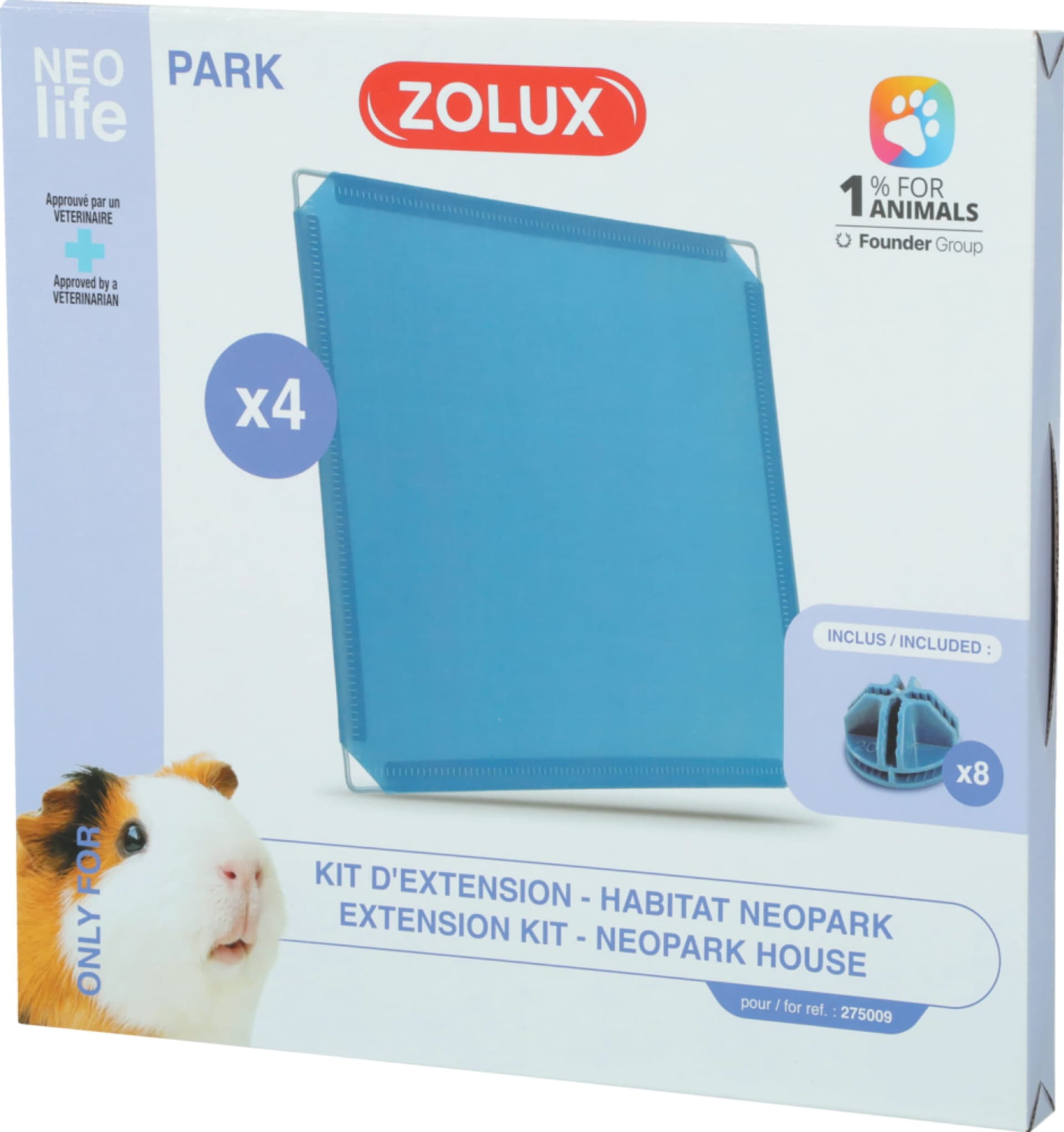 ZOLUX Geschlossene Paneele für den Neopark-Auslauf für Meerschweinchen – 4 Stück, blau
