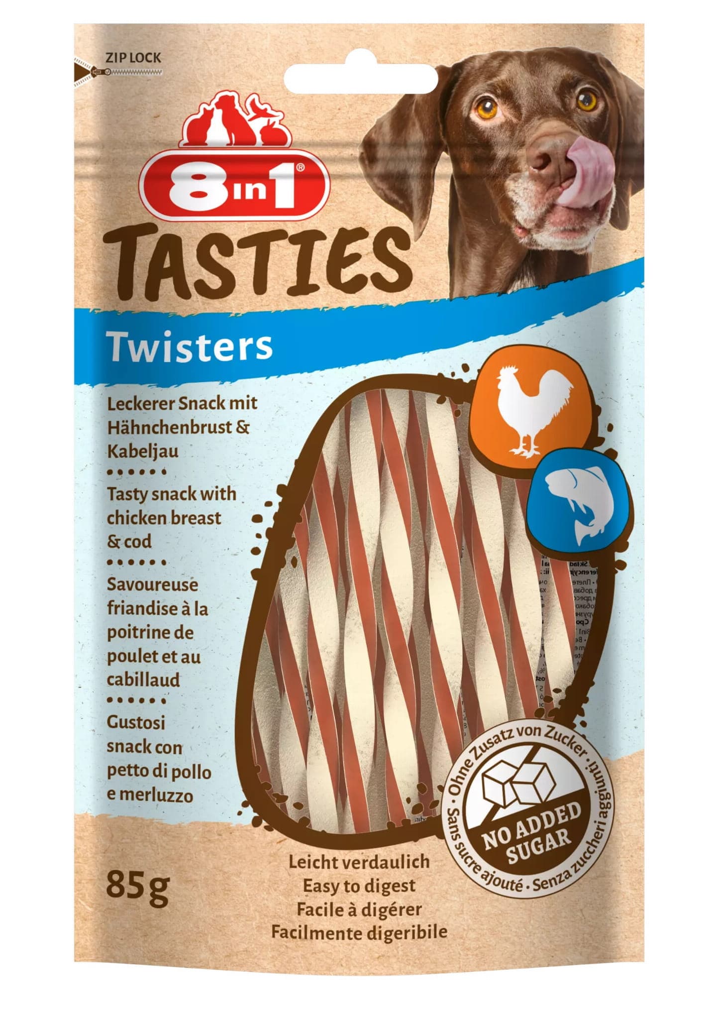 8in1 Hundeleckerei Tasties Twisters 85g