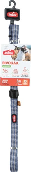 ZOLUX Flachleine für Hunde BIVOUAK 15 mm / 5 m Blau