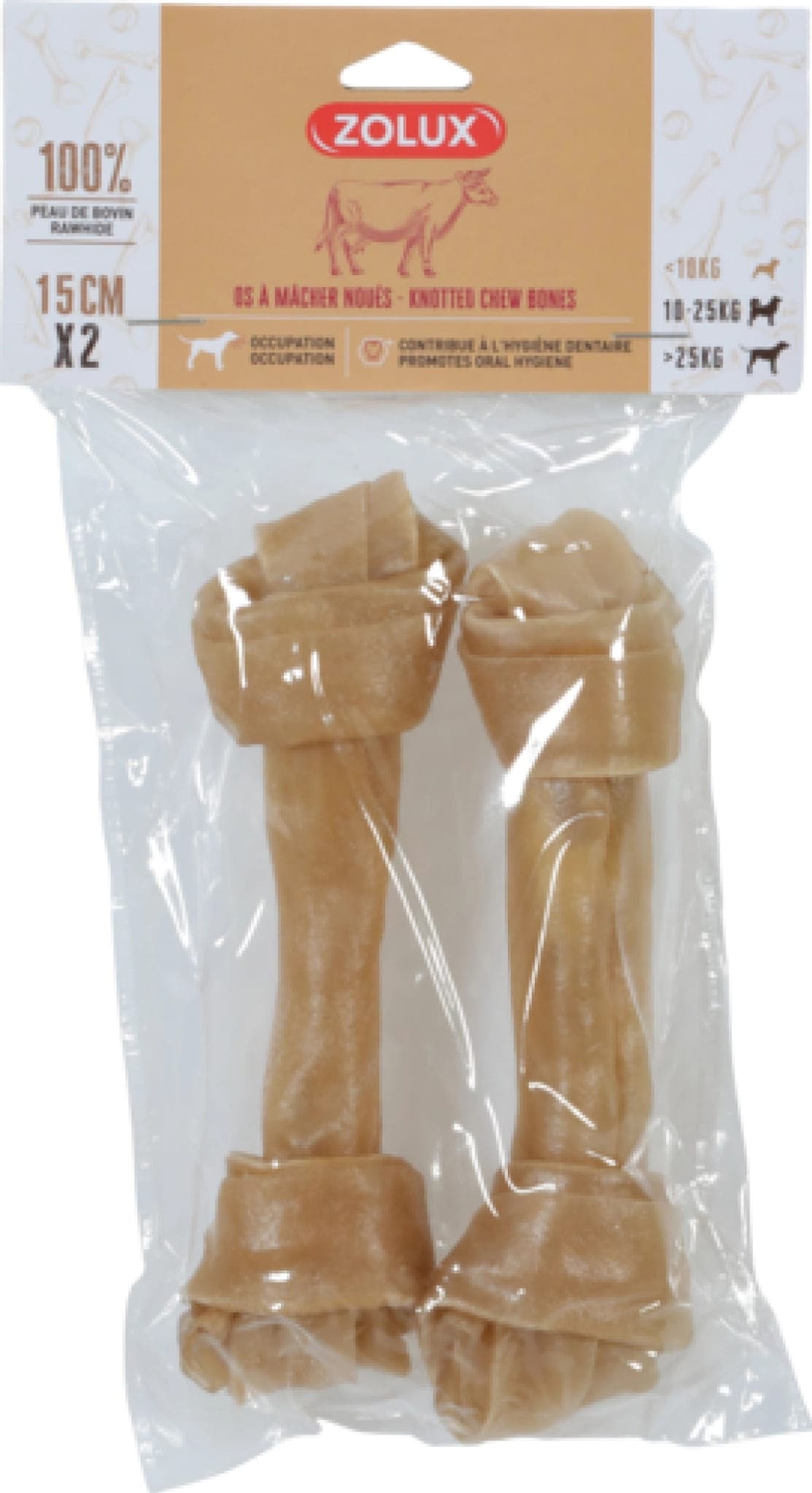 ZOLUX Hundeleckerli Kauknochen geknotet 15 cm x 2