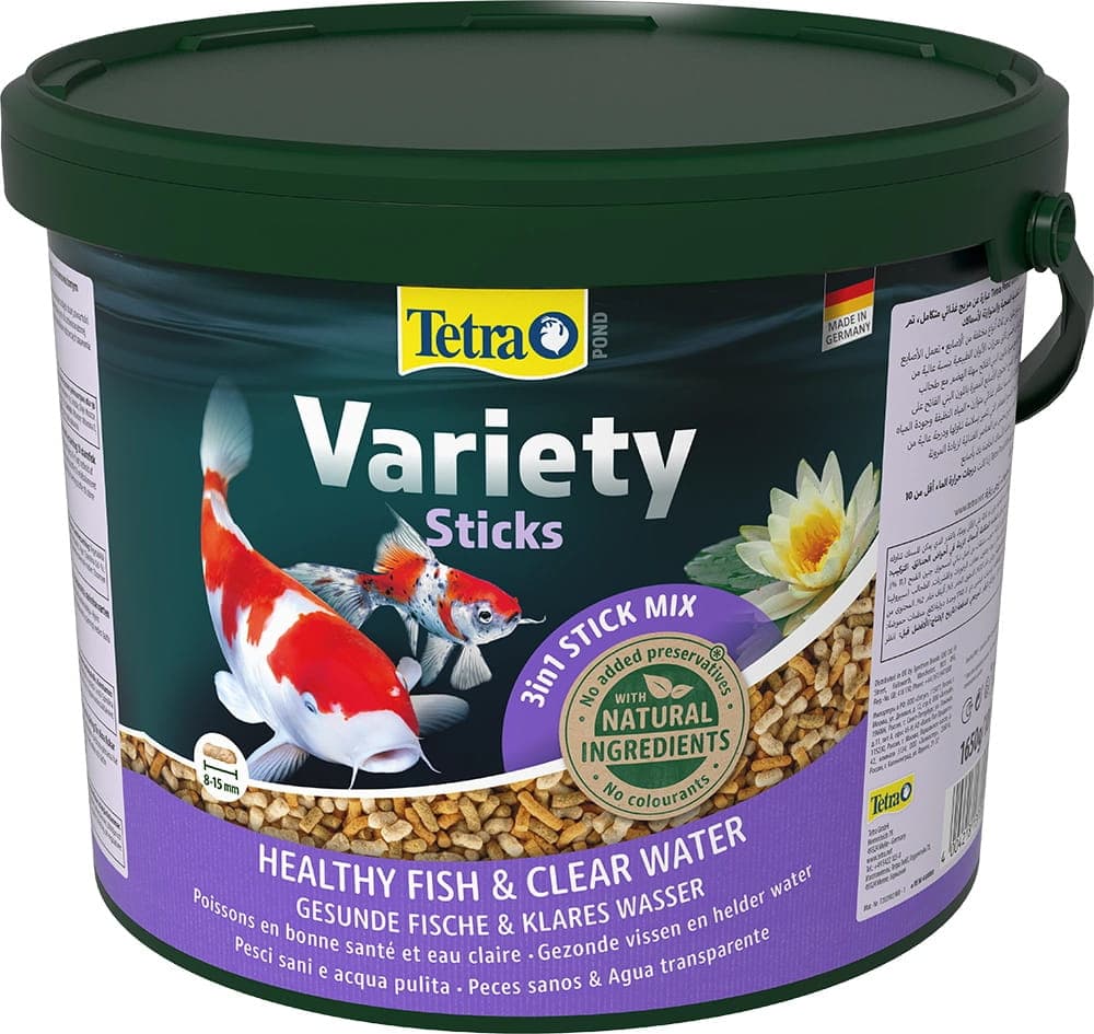 TETRA Pond Variety Sticks 10 L – Futter für Teichfische im Gartenteich, Mischung aus Sticks