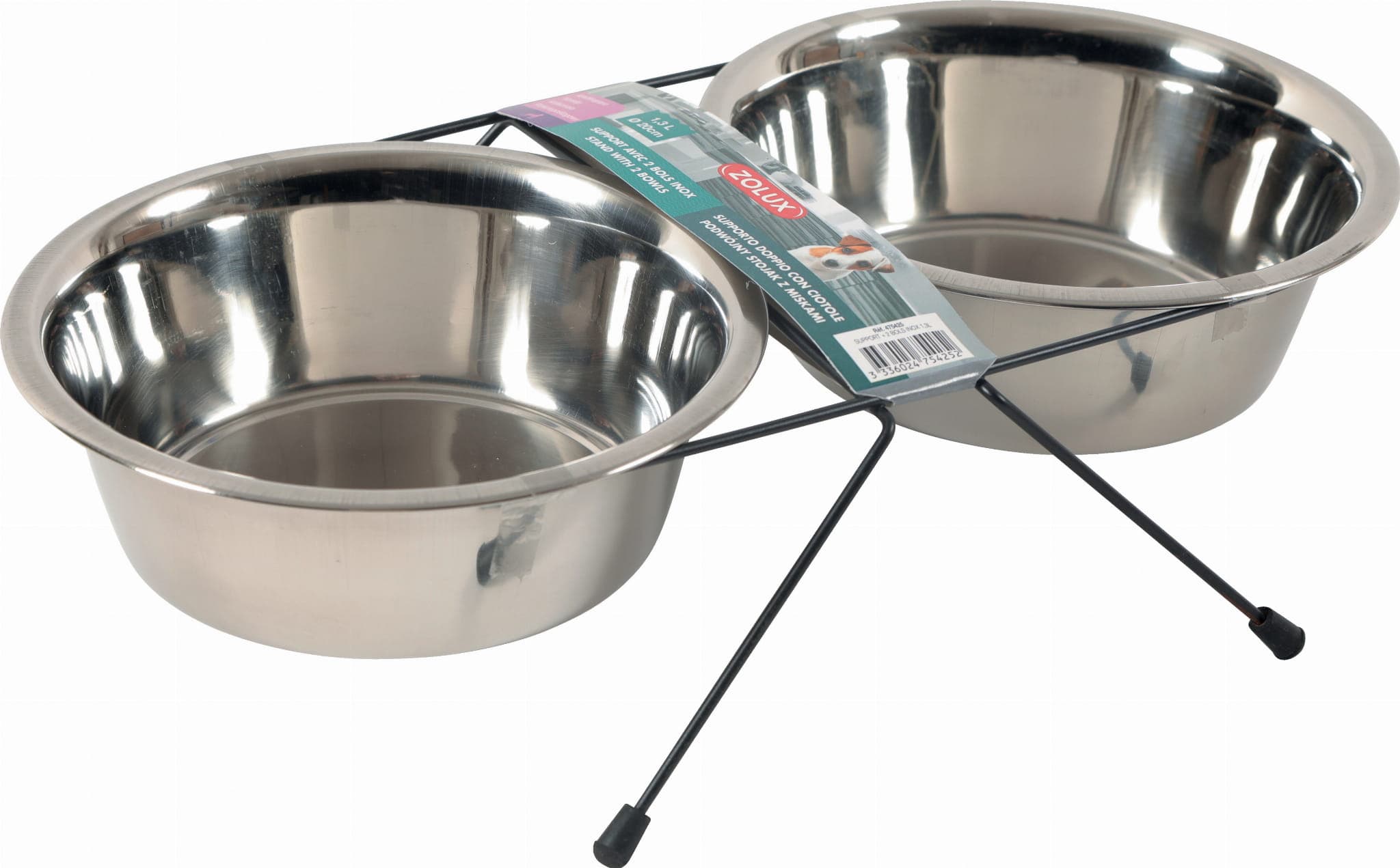 ZOLUX Hundenäpfe auf Metallständer INOX 2 Stück 1,3 l