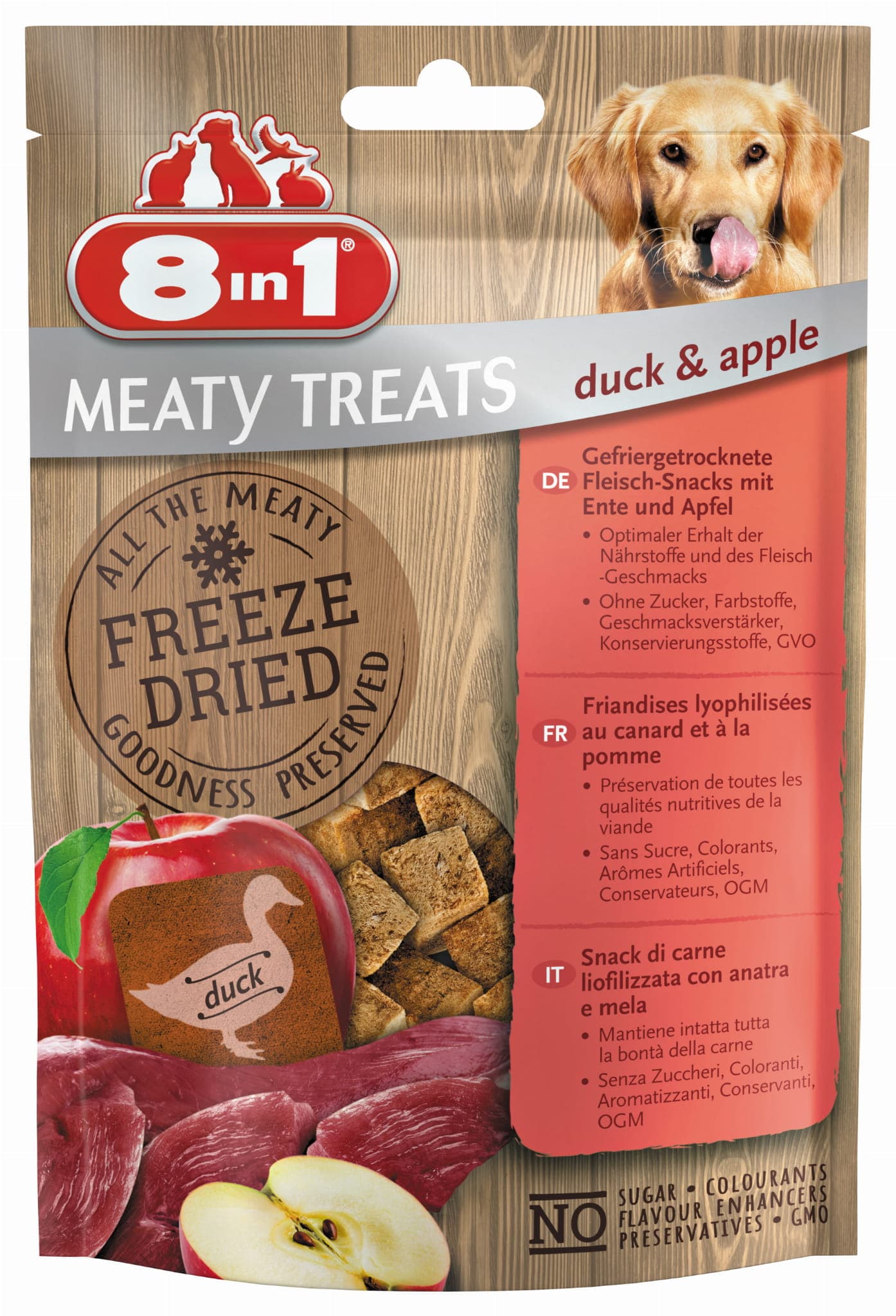 8in1 Hundesnack Freeze Dried – Ente mit Apfel 50 g