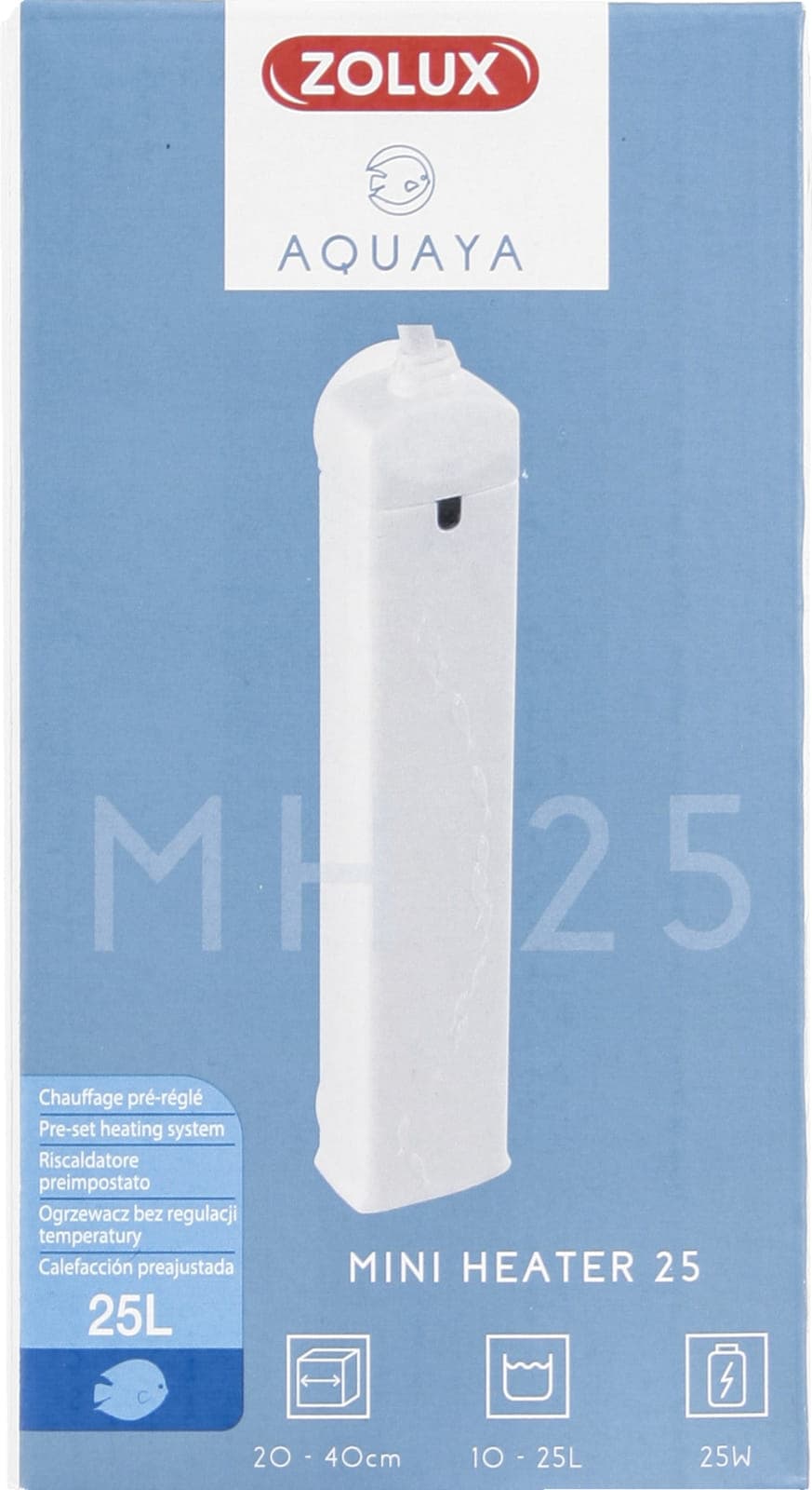 ZOLUX AQUAYA Mini-Heizstab 25 W, 10–25 l, Farbe: Weiß