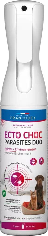 FRANCODEX Spray gegen Parasiten für Hunde und Katzen ECTO CHOC PARASITES DUO 290 ml