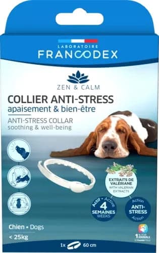 FRANCODEX Anti-Stress-Hundehalsband mit Baldrian unter 25 kg, 60 cm
