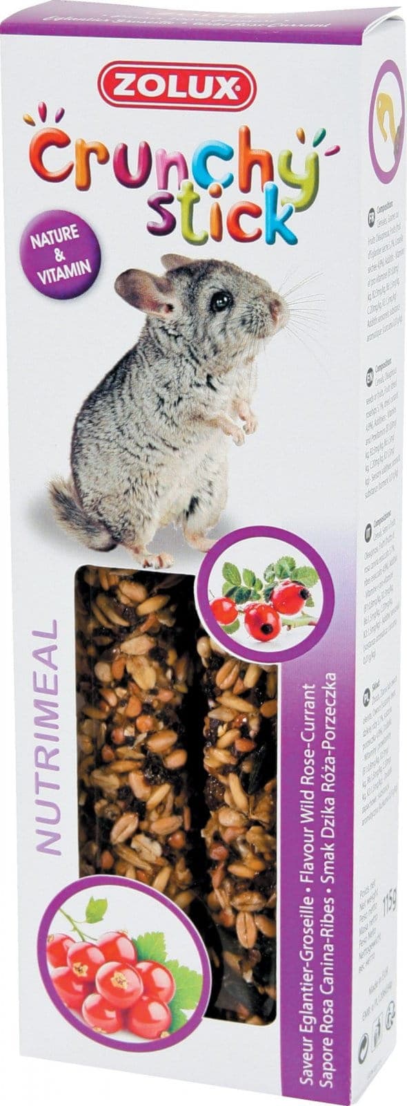 ZOLUX Crunchy Stick für Chinchillas Hagebutte/Johannisbeere 115 g