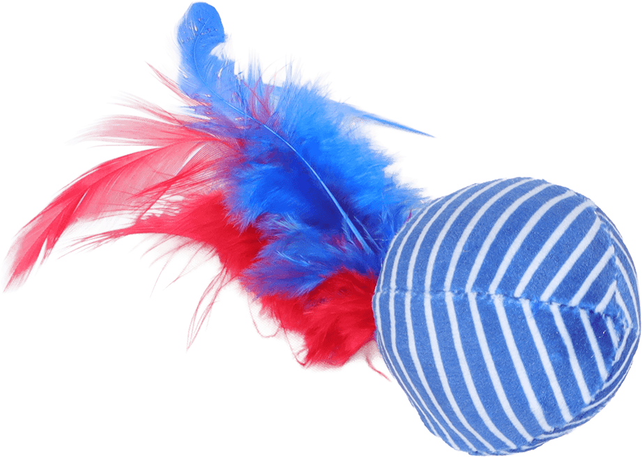 ZOLUX Katzenspielzeug MALO Ball mit Federn, 4 cm, blau