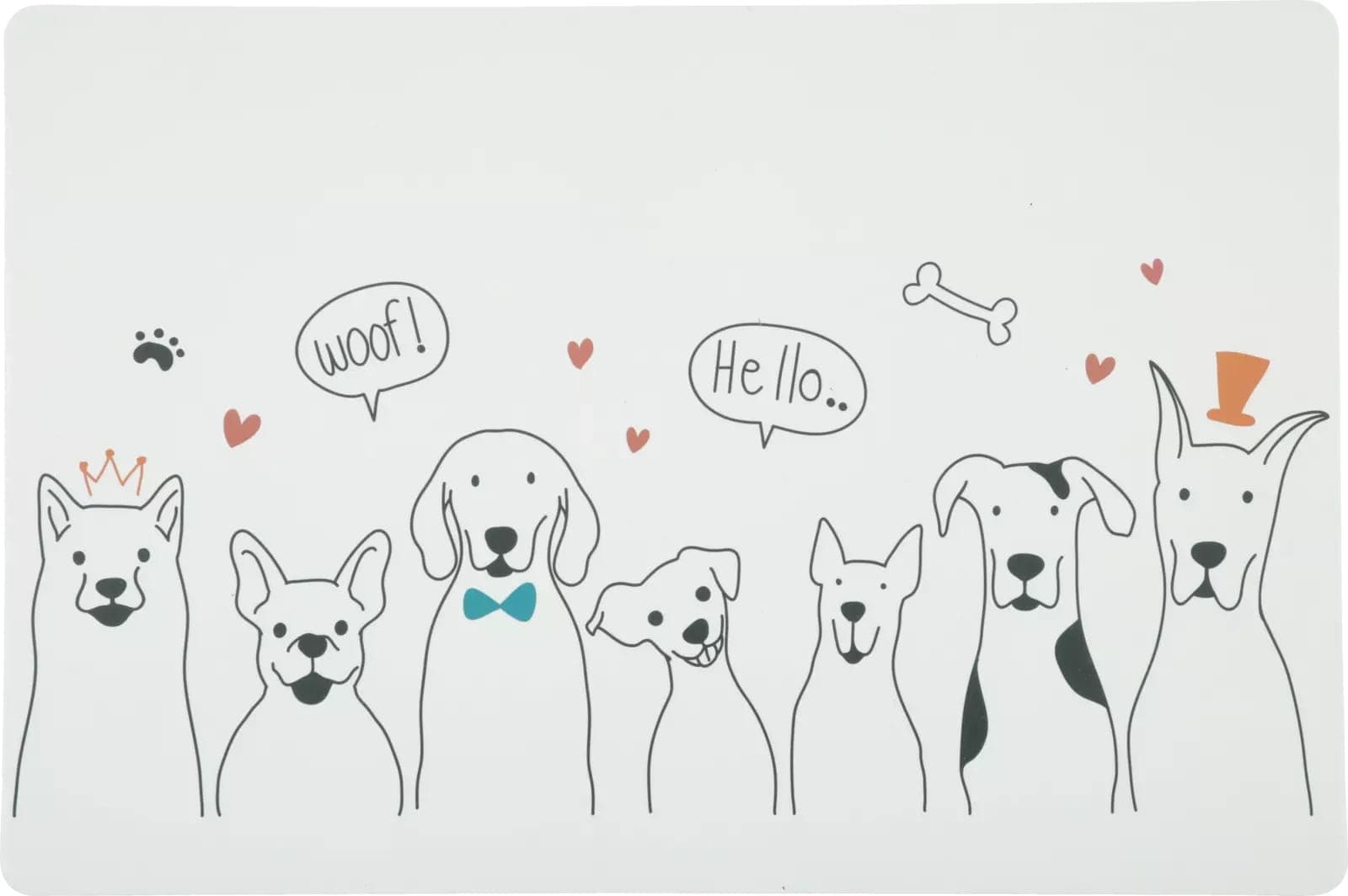 ZOLUX Napfunterlage für Hunde Sauberer Boden Motiv Hunde Größe L 60 x 40 cm